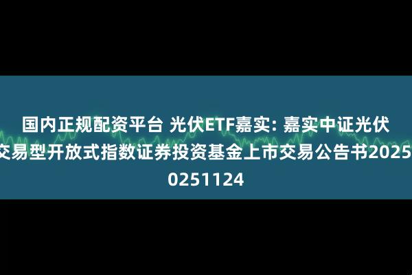 国内正规配资平台 光伏ETF嘉实: 嘉实中证光伏产业交易型开放式指数证券投资基金上市交易公告书20251124